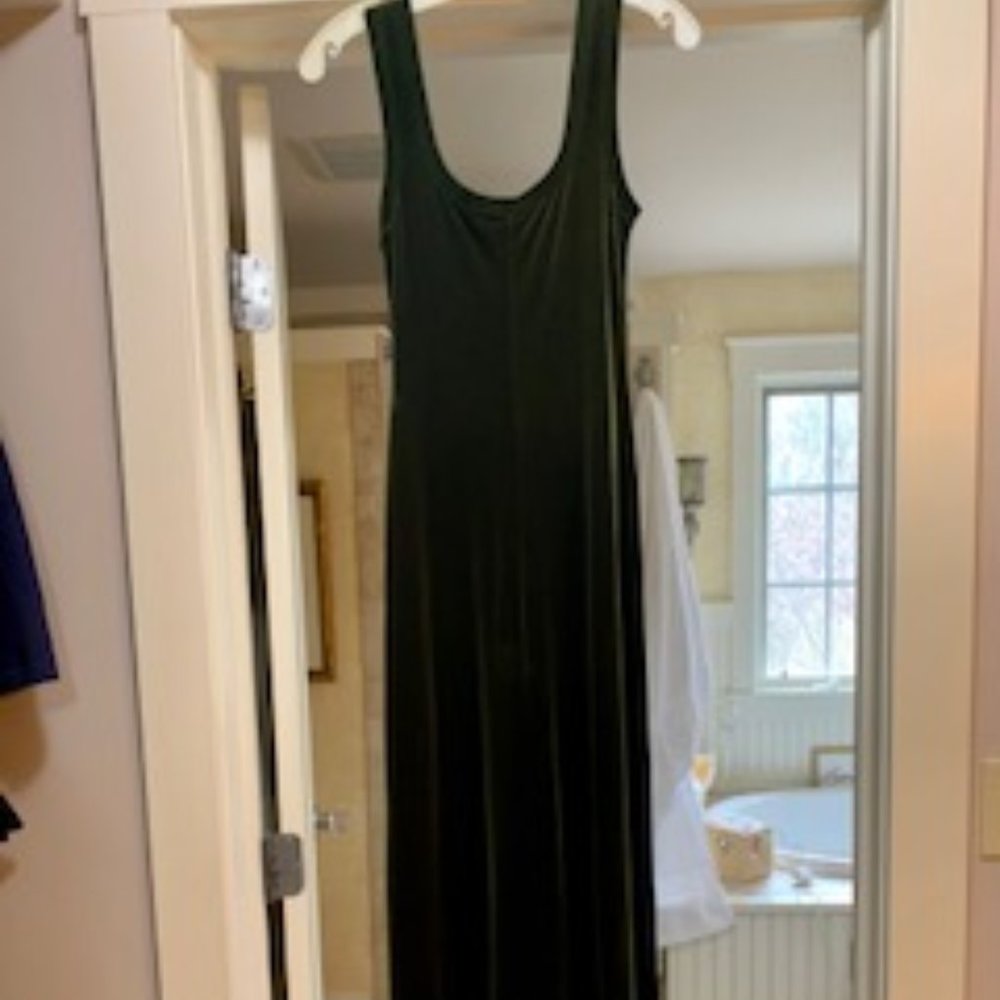 BCBG Long Tank Forest Green Velvet Dress S